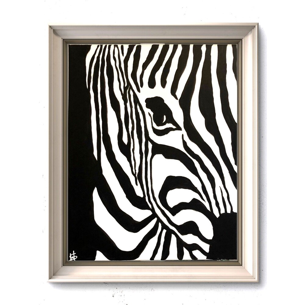 WS original zebra impressionism painting 16x20 canvas modern fine animal art